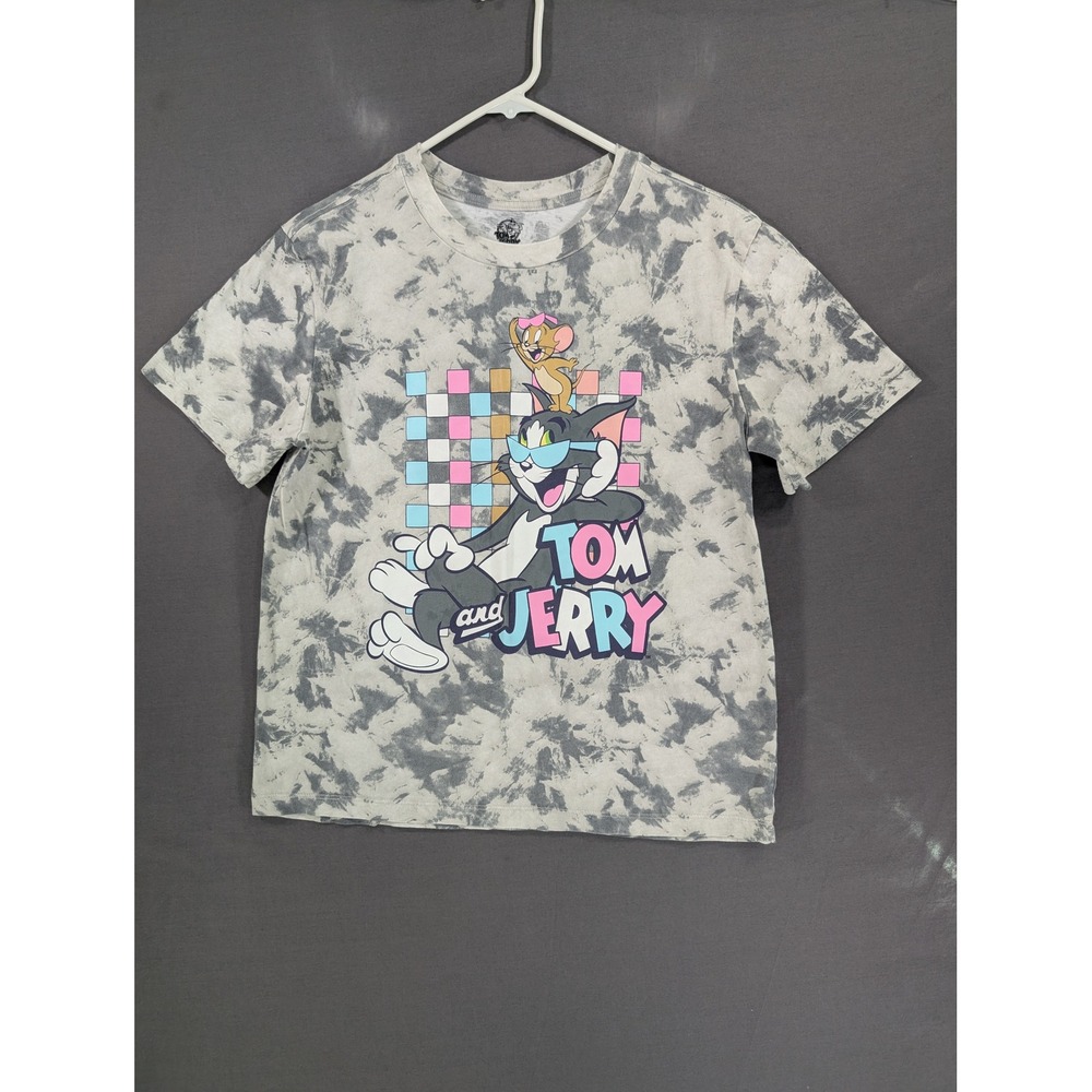 Tom and Jerry Boys Large Gray Acid Wash Graphic T-Shirt LF32207FT